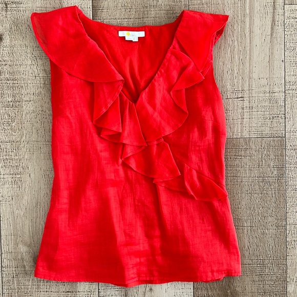 Boden Tops - BODEN red v-neck ruffle sleeveless top sz. 6